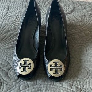 Tory Burch open toe wedge.